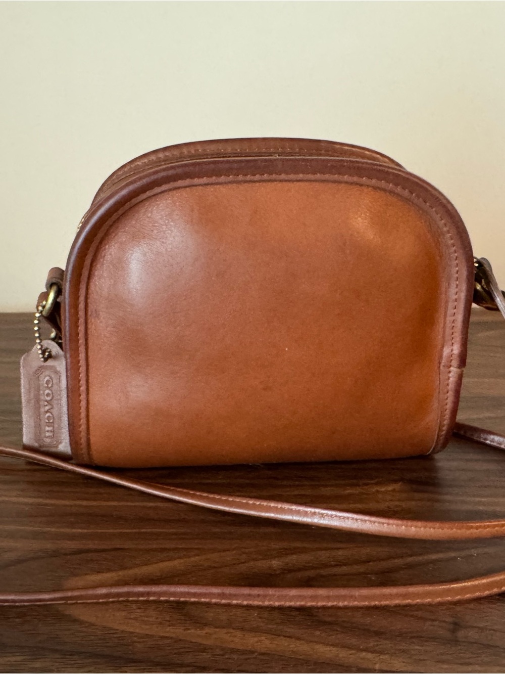 Vintage Coach Abbie British Tan Leather Crossbody Bag - style 9017 - Picture 2 of 11